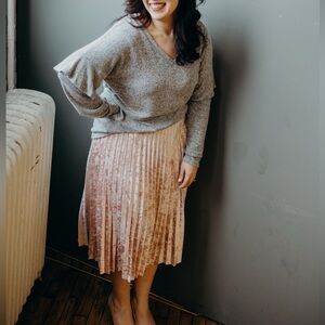 A New Day Pink Velvet Pleated Skirt